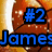 Pixelated basketball background with blue text reading "#2 James The Go Woodstock Basketball" in bold, blocky font.