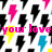 A static image with a white background patterned with black, pink, yellow, and blue lightning bolts, overlaid with pink text reading "your love stuck me just like lightning.".