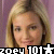 nine identical pixelated images showing a person with blonde hair against a purple background, each overlaid with text reading 'zoey 101' and a star symbol