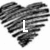 Black-and-white heart-shaped icons with striped patterns display the letters L, O, V, E, and the word Love in sequence.