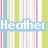 Pixelated icon with vertical striped background, blue text reading "Heather Rocks!", and a blue equals sign followed by D symbol.