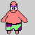 Pixelated character with pink skin and purple-green shorts displays multiple facial expressions with 'Hello' text visible.