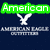 Animated sequence of American Eagle Outfitters buddy icons featuring eagle silhouettes and changing text overlays on a dark blue background.