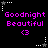Pixelated text 'Goodnight Beautiful' in bright pink with a heart symbol below, surrounded by white and gray star-shaped corner markers on a black background.