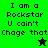 Green and black pixelated image with text "I am a Rockstar U cain't Chage that" and two star icons, one black on green background, one green on black background.