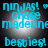 Pixelated cyan text on a black background with a central light gradient, displaying 'ninjas! ♡ chase madeline besties!' in four identical