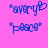 Blue pixelated text on pink background with two variations: one with a heart symbol replacing the 'y' and one without, both featuring star symbols at the start and end.