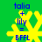 Green background with four yellow snowflake icons displaying blue text 'talia + lily = BFFL' in pixelated style.