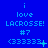 Blue background displays repeated text 'i love LACROSSE! #7 <33333' with animated cursor changes across three of identical text blocks