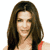 Static pixelated image of a person with long brown hair wearing a red strap top against white background.