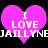 Two pink hearts with white text "I LOVE JAILLYNE" on a black background, each heart displaying the same text.