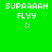 Green and orange pixelated display 'SUPAAAAH FLYY :)' text with a smiley face, showing background color variations