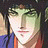 Pixelated anime-style character with dark hair and green eyes, wearing a blue jacket over a red shirt, next to black background with white text.