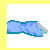 Pixelated character with pink hair in two poses: lying on side and sitting upright, wearing blue or white outfits.