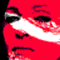 Red and white face with white stripe across eyes, black and white stars, and 'MADONNA AMERICAN LIFE' text on red background.