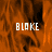 A static image with orange and brown textured background displaying the word 'BLAKE' in white pixelated text across three positions.