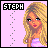 Pixelated icon with pink background shows a woman with long blonde hair and red lips, text 'STEPH' in black block letters above her head.