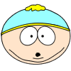 Two side-by-side cartoon faces with light blue hats, yellow brims, and small yellow tufts on top; one face has wide gray eyes while the other shows closed eyes.