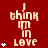 Red background with repeated 'I think I'm in love' text and white star symbols, varying by animation frame.