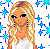 Pixelated animated buddy icon featuring a blonde woman in white dress with blue snowflake background and stylized text reading "You Need 2 Tell Me I Know Look Good" across three rows.