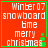 Red square icon with green border containing white pixelated text "Winter 07 snowboard time merry christmas" and small green tree graphic.