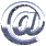 metallic @ symbols in various 3D orientations and angles, rendered with silver and blue gradients on a gray background