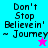 Four pixelated display 'Don't Stop Believin' ~ Journey' text with a star icon changing color between cyan and magenta