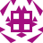 Purple geometric pattern with four white squares inside a central square, surrounded by eight smaller purple shapes on a white background.