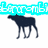 Pixelated moose icon with three distinct text overlays: cyan "Bam-bi" at top, orange "luv" over body, and pink "XXOO" below. Moose is dark blue-gray on white background.