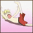 Pixelated character with blonde hair and red shorts performs a sequence of falling and tumbling on a pink background