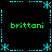 Static pixel art icon with black background, cyan border elements, and green text reading 'brittani' in four quadrants.