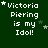 Green background with white pixelated text reading "Victoria Piering is my Idol!" and small stars scattered around, some of which move position across frames.