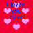 Red background with pink heart shapes and blue text reading 'i lovee you tyler!' in four identical sections.