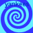 Four identical spiral patterns arranged in a , each with the word 'yankees' overlaid in dark blue text on light blue background