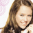 A pixelated image of a person with long brown hair on the left, next to a purple background with white stylized text reading "MILEY CYRUS".