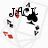 Animated sequence of playing cards with changing text overlays, showing sequential letter transformations on card faces.