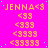 A bright pink background with yellow text reading "JENNA<3" repeated in a pattern, each instance followed by four of increasing '<3' symbols