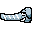 Pixelated elephant icon with light blue and white body, black outline, and segmented trunk on a plain background.
