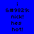 Blue background with cyan rectangular highlights over text elements including 'i', '&amp;#9829;', 'nick!', 'hes', and 'hot!' in pixelated font.