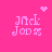 Pixelated pink text 'Nick Jonas' on bright pink background with animated heart and starburst symbols above and to the right.