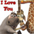 Pixelated static image of two cartoon animals with red text "I Love You" above them, likely from a movie-themed buddy icon set.