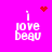 Pixelated text 'i love beau' on bright pink background with red heart and dot patterns changing across frames.