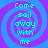 Four identical pixelated display cyan text 'Come sail away with me' over a blue and purple spiral background