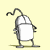 A cartoon mouse character with a white body, gray limbs, and a coiled cord animates through walking and turning poses on a pale yellow background.