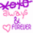 Pixelated text and symbols in purple, pink, and white on a white background with no visible motion.