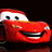 Animated contact sheet showing a red race car character from Cars with text "McQueen" and the Disney Pixar Cars logo on black background.