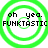 Four identical green concentric circles with black text 'oh yea. FUNKTASTIC' arranged in a on white background