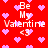 Red background with pink pixelated hearts and white text reading "Be My Valentine <3" in multiple scattered arrangements.