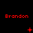 Red text 'Brandon' repeated three times across three on black background with animated red symbols changing between frames