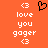 Pixelated orange background with white text and symbols arranged in two vertical , featuring a black heart symbol at the top center